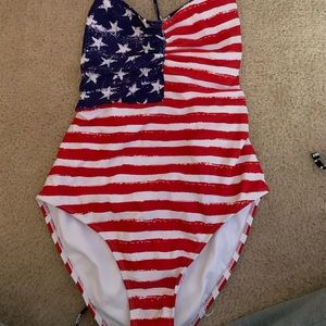 Padded American flag one piece swimsuit
